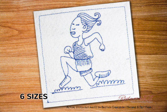 Review: Girl Marathon Runner Redwork Design