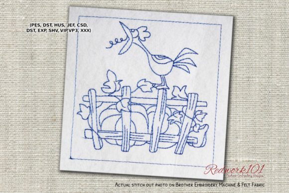 Review: Rooster Sitting a Fence Redwork Design