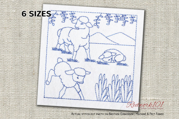 Review: Three Sheep Grazing in Field Redwork