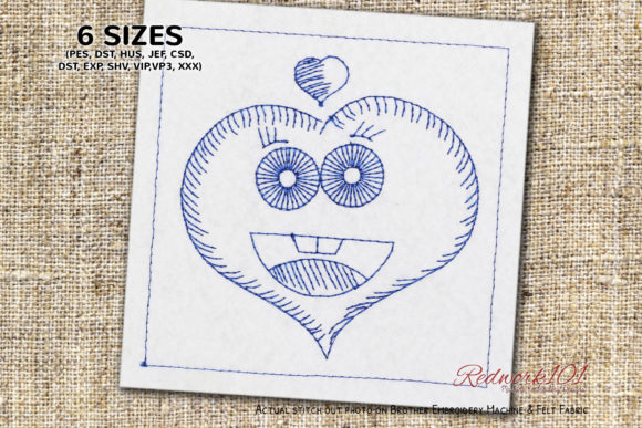 Reviewing Cute Heart Shape with Face Redwork