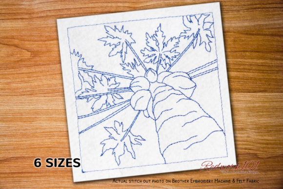 Reviewing Papaya Tree Lineart for Embroidery